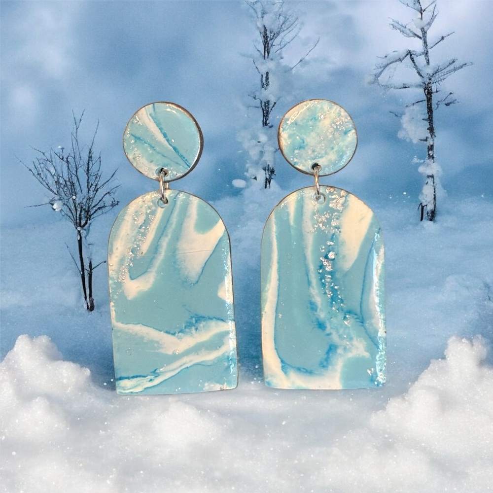 Perfectly imperfect by Heather. Blue and White Marble Earrings